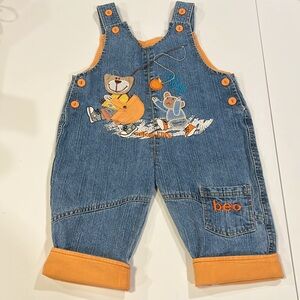 Beo- Vintage, Onion‎ Kids, denim orange accent overalls